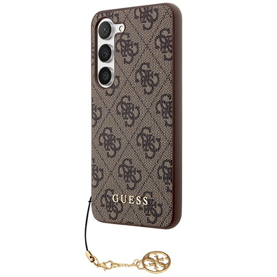 GUESS Case for Samsung Galaxy A55, 4G Charms Collection Hardcase, brown