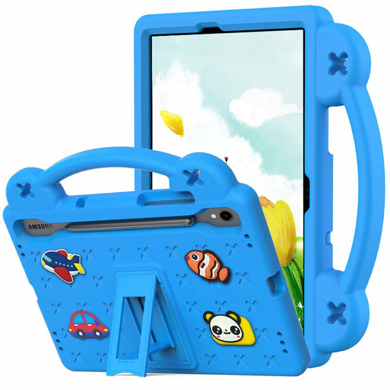 Children's case for Samsung Galaxy Tab S10 Lite / S10 FE / S9 FE, Cute Patterns, with stand, blue