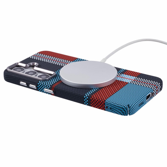 MagSafe's Samsung Galaxy S25+ Plus Case, Carbon Fiber, blue / red