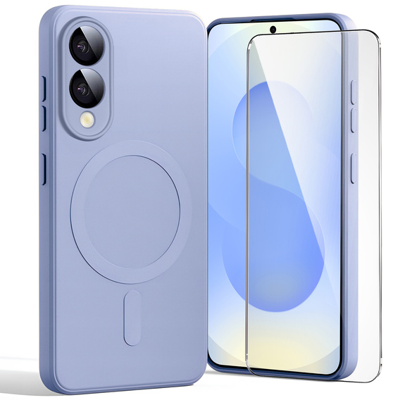 Case for Samsung Galaxy S25 Edge, Silicone Lite, purple + 9H glass