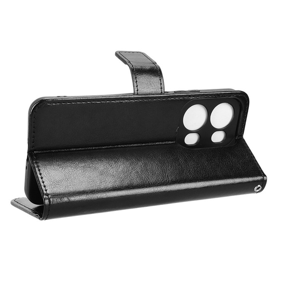 Flip case for Oppo Reno 13 Pro, Crazy Horse Wallet, black