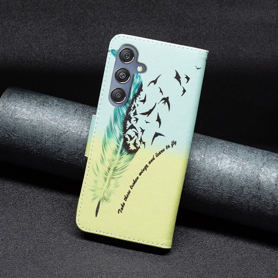 Flip case for Samsung Galaxy M34, Wallet, feather, blue