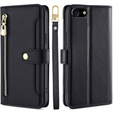 Flip case for iPhone 16E, Wallet Zipper Pocket, black