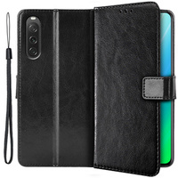 Flip case for Sony Xperia 10 V, Crazy Horse Wallet, black