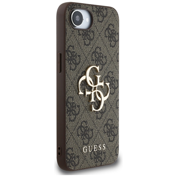 GUESS Case for iPhone 16E, 4G Big Metal Logo, brown