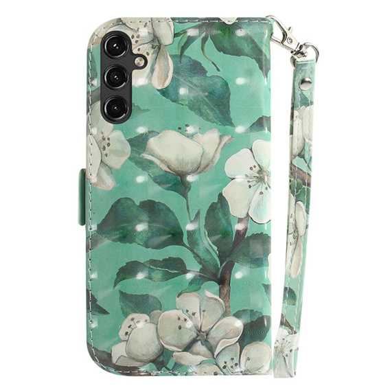 Flip case for Samsung Galaxy A14 4G/5G, Wallet, Flowers, white