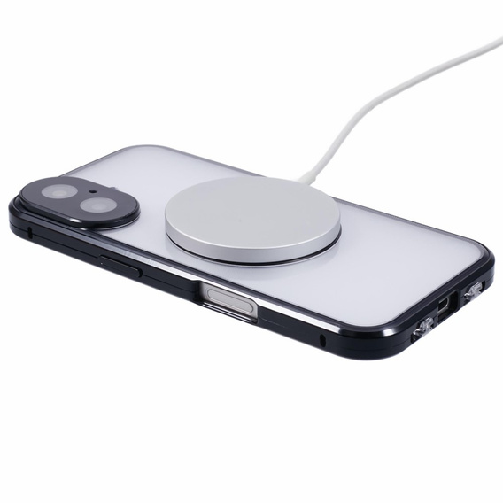 Magnetic Dual Glass MagSafe case for iPhone 16, black
