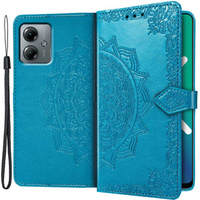Flip case for Motorola Moto G14, Mandala, blue