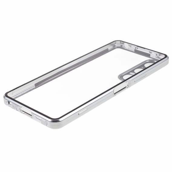 Case for Sony Xperia 1 V, Magnetic Dual Glass, silver