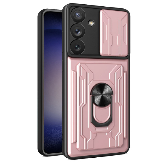 Armored case for Samsung Galaxy A54 5G, Camera Slide Card Slot, pink rose gold