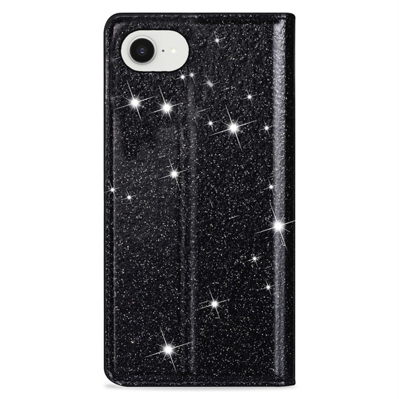 Flap case for iPhone 16E, Card Slot Glittery, black