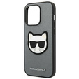 Karl Lagerfeld Case for iPhone 14 Pro, Saffiano Choupette Head Patch, silver