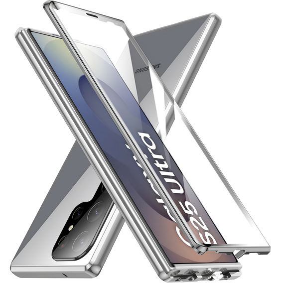 Case for Samsung Galaxy S25 Ultra, Magnetic Dual Glass, silver