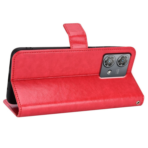 Flip case for Motorola Edge 40 Neo, Crazy Horse Wallet, red