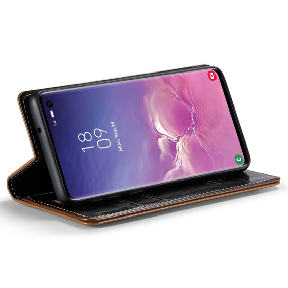 CASEME flip case for Samsung Galaxy S10+ Plus, Waxy Textucoffee, coffee