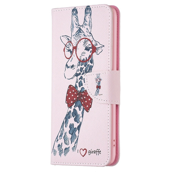 Flip case for OPPO A57 / A57s, Wallet, giraffe, pink
