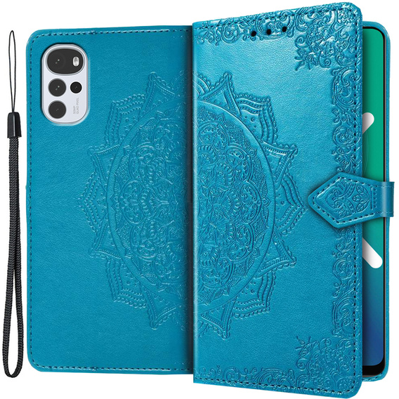 Flip case for Motorola Moto G22, Mandala, blue