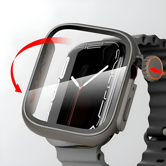 Electroplated TPU Full Coverage Case for Apple Watch 7 / 8 41MM, Black/Red