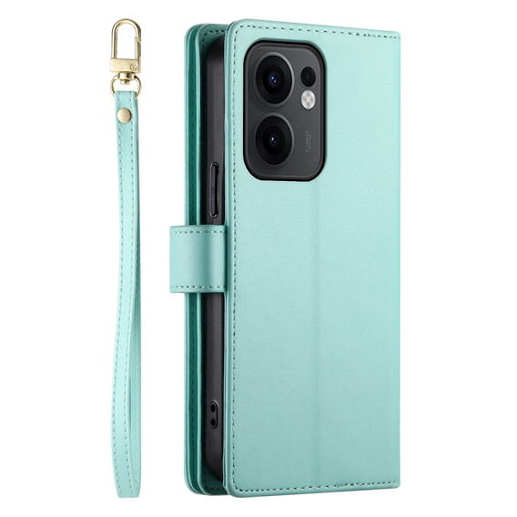 Flip case for Oppo Reno 13F 5G, Wallet Zipper Pocket, mint