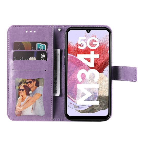 Flip case for Samsung Galaxy M34 5G, Mandala Flower, purple