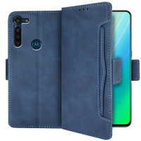 Flip case for Motorola Moto G8 Power, card slot, blue