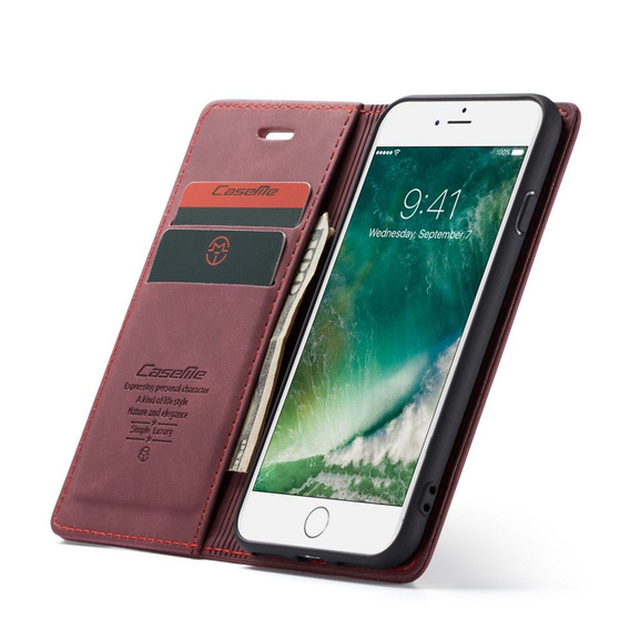 CASEME case for iPhone 7/8/SE 2020/SE 2022, Leather Wallet Case, maroon