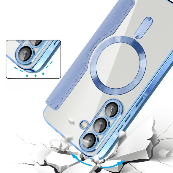 Flip case for Samsung Galaxy A26, RFID Wallet MagSafe CamShield, blue