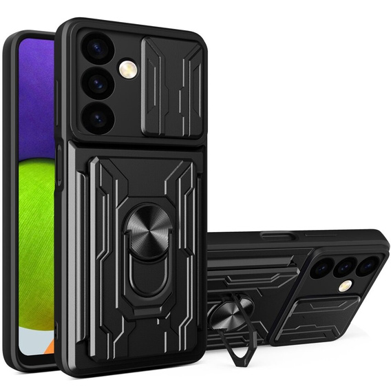 Armored case for Samsung Galaxy S24, Camera Slide Card Slot, black