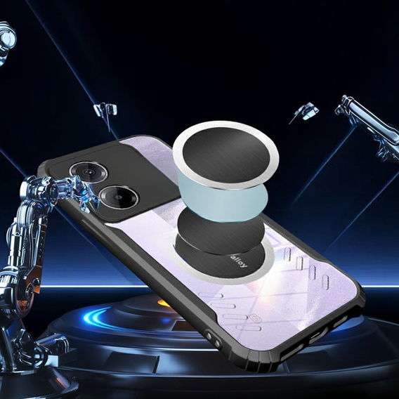 Case for Xiaomi Poco M7 Pro 5G, with magnetic sheet, transparent / black