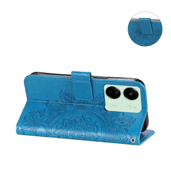 Flip case for Xiaomi Redmi 13C / Poco C65, Mandala Flower, blue