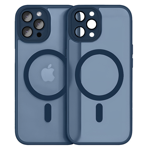 Case for iPhone 16 Pro, for MagSafe, ERBORD Matt Case, dark blue + Screen Glass