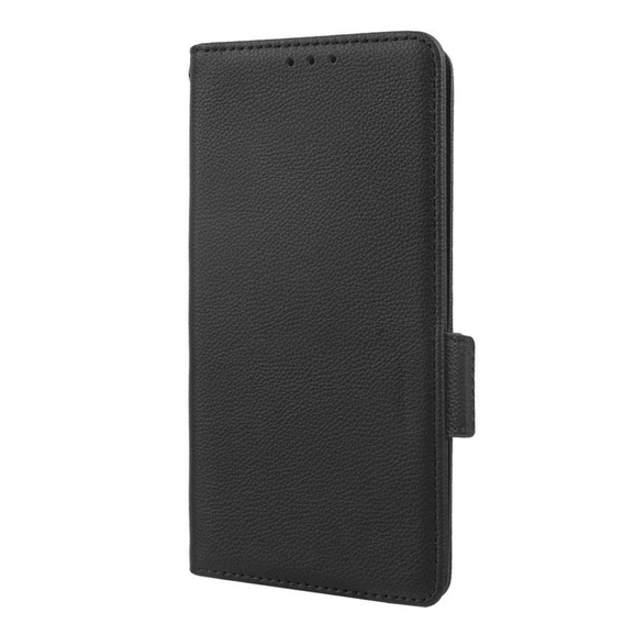 Flip case for Motorola Moto G72, Wallet Litchi Magnet, black