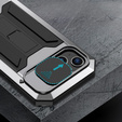 Case for iPhone 14, R-JUST CamShield Slide, armoured, silver / black