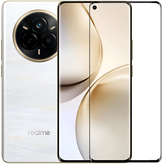 3D Tempered Glass for Realme 14 Pro+ 5G, black frame