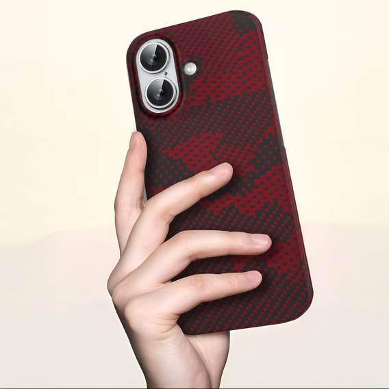 Case for iPhone 16 Plus, Aramid Fiber MagSafe, red