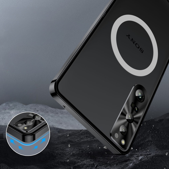 Camera Protection Case for Sony Xperia 1 V, CamShield MagSafe, transparent / black