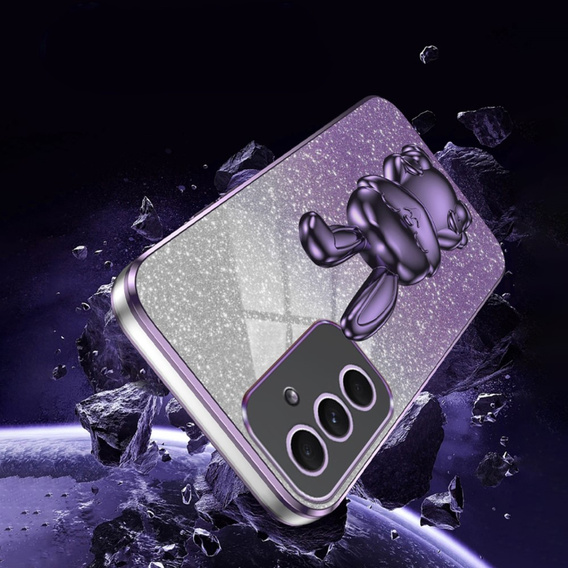 Case for Samsung Galaxy A54 5G, Glitter Rabbit, with slide-out stand, purple