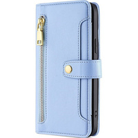 Flip case for Samsung Galaxy S23, Wallet Zipper Pocket, blue