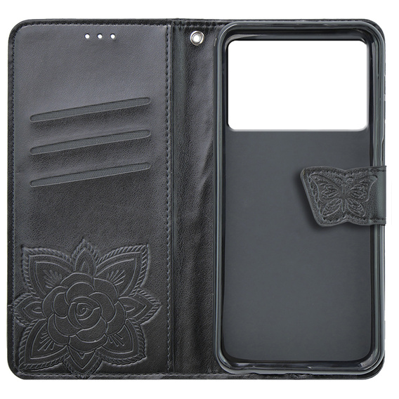 Flip case for Xiaomi Poco X6 Pro 5G, Butterfly, purple