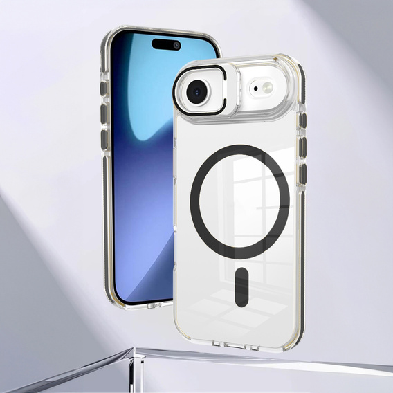 Case for iPhone Air, for MagSafe, with stand, transparent with black inserts