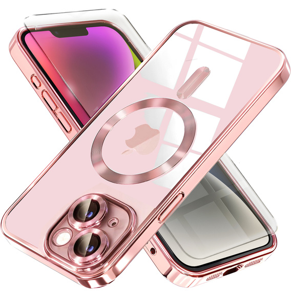 Case for iPhone 14 Plus, Electro MagSafe, pink + Screen Glass