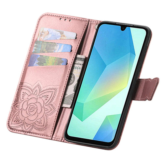 Butterfly flip case for Samsung Galaxy A37 5G, rose gold