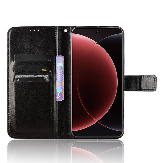 Flip case for Xiaomi 15 Ultra, Crazy Horse Wallet, black
