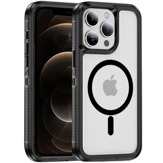 Case with frame for iPhone 12/12 Pro, for MagSafe, transparent / black