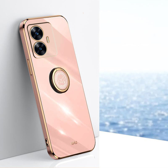 Case for Realme C55, Electro Ring, pink rose gold