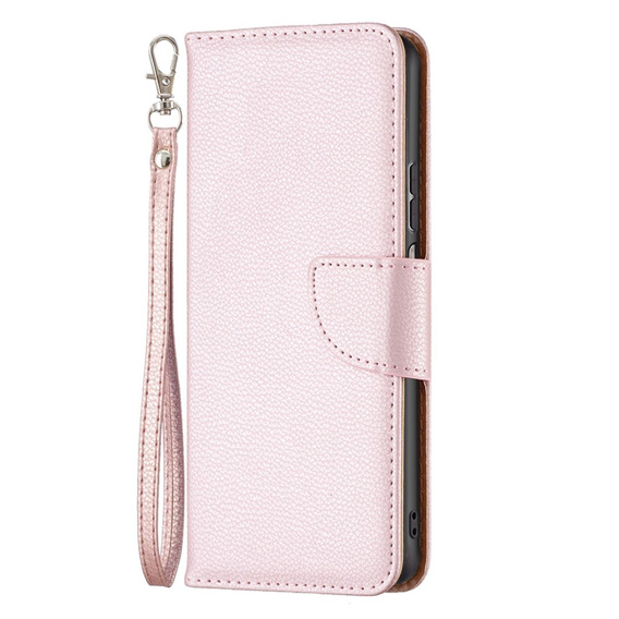 Flip case for Samsung Galaxy M33 5G, Wallet Litchi Magnet, pink rose gold