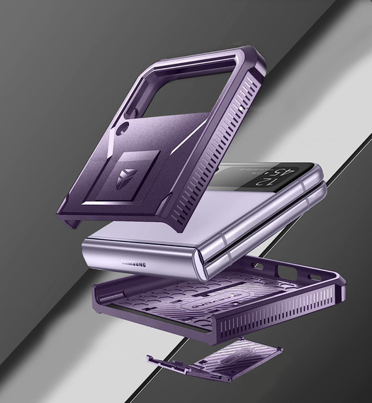 Armored Case for Samsung Galaxy Z Flip 4 5G, Dexnor Clip Holder, purple