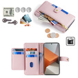Flip case for Xiaomi Redmi Note 13 Pro+, Wallet Zipper Pocket, pink