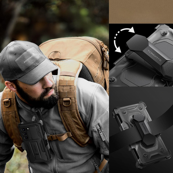 Case for Samsung Galaxy Z Fold6 5G, Tongate MECH Series with stand, black