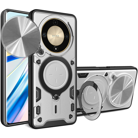 Armor case for Honor Magic 6 Lite 5G, CamShield Slide, silver